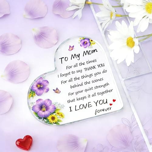 Birthday, Mother's Day, Valentine’s Day, Christmas Gift for Mom Gifts for Mom from Daughter Son, I Love You Heart Acrylic Block B0GJZKBBXZ