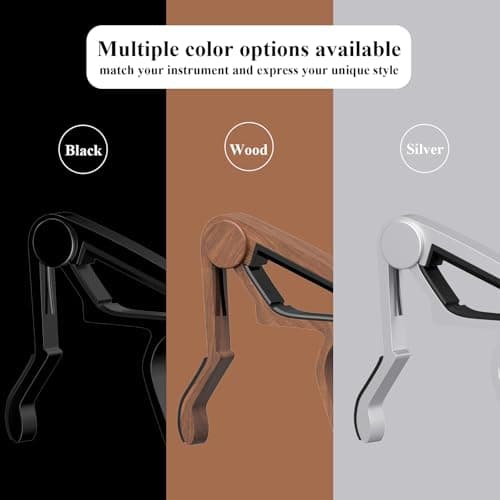 Guitar Capo, Capo for Acoustic Guitar 6 String and 12 String, Guitar Capo with Pick Holder and 5 Picks, Metal Capo for Ukulele, Mandolin, Banjo, and other String Instruments (Black)
