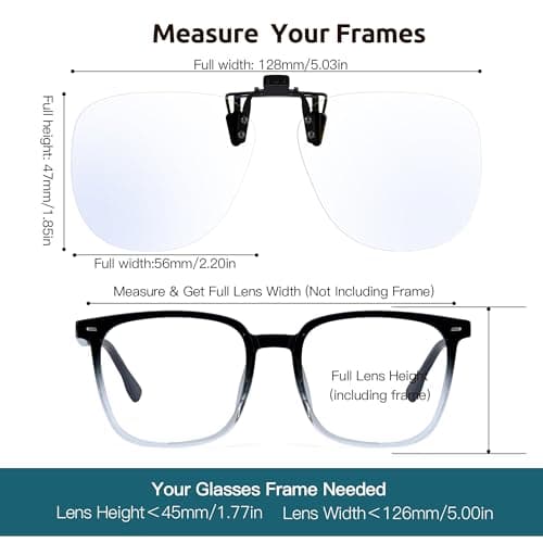 VIEWBETTER Clip On Blue Light Blocking Glasses for Eyes Strain & Light-Sensitive Flip Up Frameless Yellow Lenses BL103Y