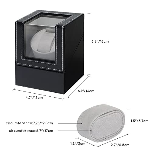 MAOPINER Single Automatic Watch Winder with Japanese Mabuchi Quiet Motor & 10 x 5.7 x 7.8 inch Vintage Gold Glass Jewelry Box