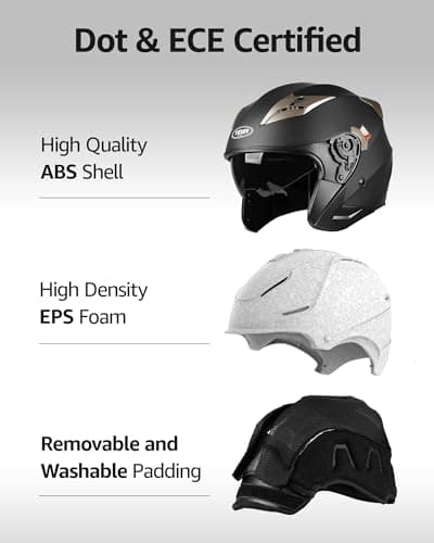 YEMA Open Face Motorcycle Helmets, DOT Approved 3/4 Moped Helmet Dual Visor Quick Release Buckle, Helmets for Adults Motorcycle Men Women Helmets for Moped Scooter Streey
