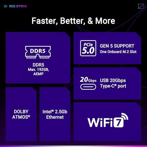 ASUS ROG Strix B850-A Gaming WiFi AMD AM5 B850 ATX Motherboard 14+2+2 Power Stages, DDR5 AEMP, 2.5G LAN, WiFi 7 with Q-Antenna, 4X M.2, PCIe® 5.0, USB 20Gbps Type-C, AI Networking II, ASUS AI Advisor