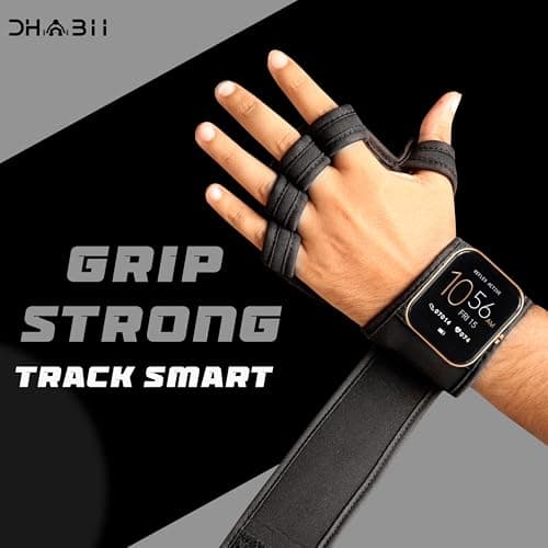 Dhabii Weight Lifting Gloves Compatible with Smart Watches, Ventilated Workout Gloves with Wrist Wraps for Men and Women- Great for Cross Training, Pull Ups, Gym, Workout.