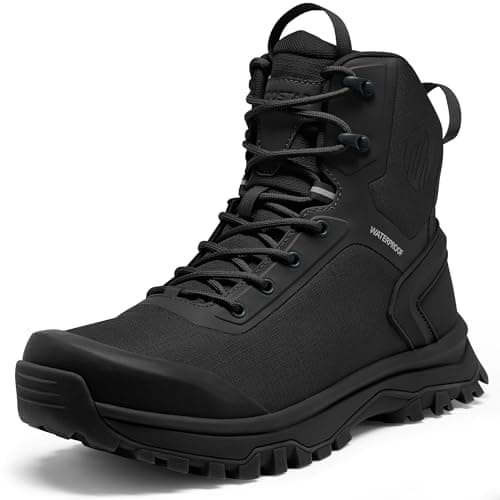 Coostar Tactical Boots for Men Lightweight Military Combat Boot Side Zipper Motorcycle Hiking Work Boots Waterproof 8 Inches
