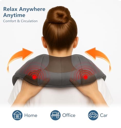 Christmas Neck Massager for Pain Relief Deep Tissue with Heat - Shiatsu Back and Shoulder Massage, Relax Gifts for Women/Men/Dad/Mom/Her/Him/Mothers Day/Fathers Gifts, Plug-in Use for Home Office Car