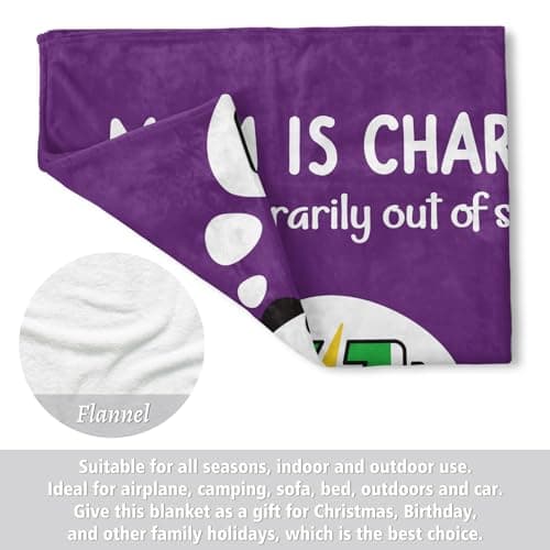 Craftique Gifts for Mom Birthday Christmas- Funny Soft Mom is Charging Blanket- New Moms Gifts for Women, Practical Blanket Throw for Napping Travel, 60”×50”