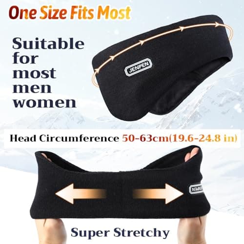 JenPen 3 Pcs Double-layer Ear Muffs for Winter Ear Warmers Headband for Men Women Knit Fuzzy Lined for Adult Running Cycling Ski (Black,Light Grey,Navy Blue)