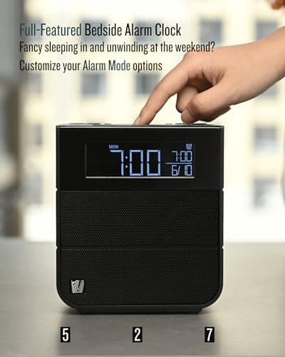 Soundfreaq Sound Rise II, SFQ-16: Bedside Alarm Clock Radio & Bluetooth Speaker, with Large Display Screen, FM Radio, Fast USB Charging, and Nature Sound