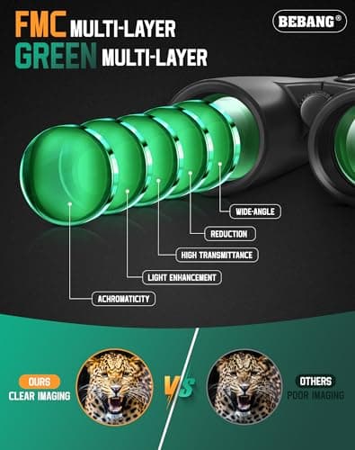 BEBANG Binoculars for Adults 10x42 High Powered Waterproof Binoculars for Bird Watching, Hunting, Travel, Stargazing, Sports, Wildlife, Bright and Clear Range of View