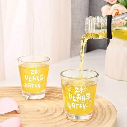 Futtumy 21 Years Later Shot Glasses Set 2, 21st Birthday Gift for Her, 21st Birthday Gifts for Him, Gifts for 21 Year Old Male Female Women Men Son Daughter, Funny Birthday Present for Him or Her B0G4GX17D8
