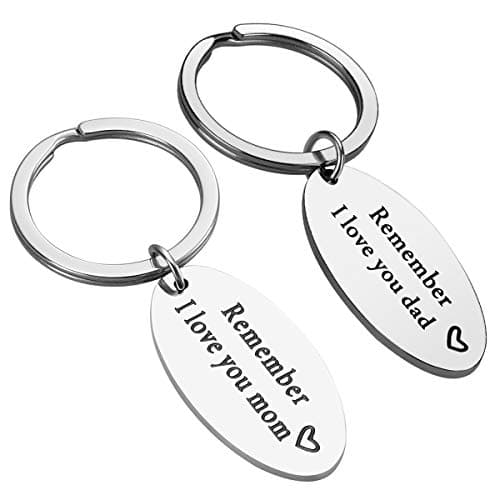 iWenSheng Parent Gifts from Daughter - Christmas Gifts for Parent, 2PCS Remember I Love You Mom Dad Keychain Set