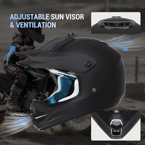 Youth Dirt Bike Helmet DOT Certified - Full Face Motorcycle Helmet for Off-Road, ATV, Street Riding, Includes Adjustable Goggles & Protective Gloves