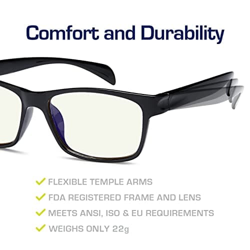 Gamma Ray Computer Blue Light Blocking Gaming Glasses w/Amber Tint and Anti Glare UV Digital Eyestrain