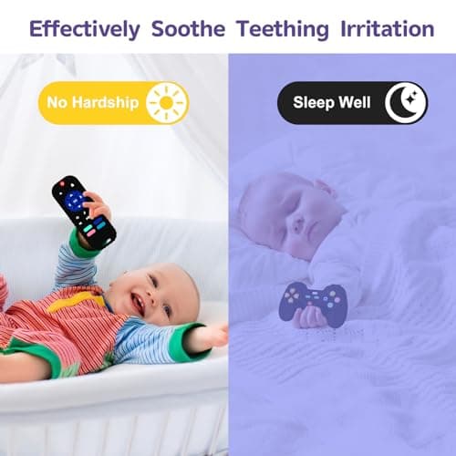 Hooku 2 Pack Silicone Teething Toys for Babies 0-6 Months, Teethers for Babies 6-12 Months, Remote Teether for Baby, Sensory Toys for Babies, Baby Chew Toys KLW8808