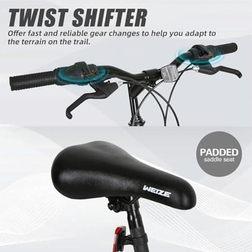 WEIZE Mountain Bike, 26/27.5 inch Outdoor Cycling Bike,18-Speed/High-Carbon Steel/Dual Full Suspension, Adjustable Ergonomic Seat for Men Women Adult, MTB Bicycle with Suspension Fork,Sleek Colors