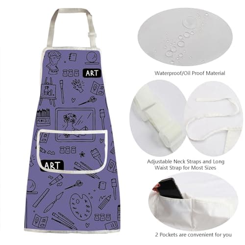 MBMSO Painting Artist Apron with Pockets Artist Painter Gifts Art Lover Gift for Art Teacher Student Painter Apron Waterproof B0CSDBGH7X