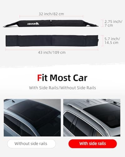Abahub Soft Roof Rack Pads with 2 Tie Down Straps, 2 Tie Down Ropes, 2 Hood Loops and Storage Bag, for Surfboard, Kayak, Canoe, Heavy Duty Universal Car Roof Racks System