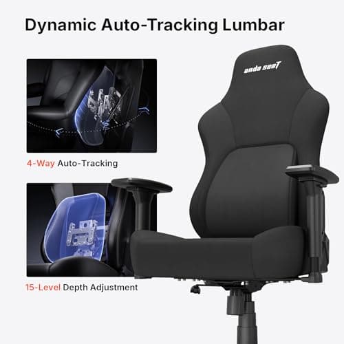 Anda Seat Phantom 4 Black Fabric Gaming Chairs for Adults - Large Wide Seat Gamer Chair with Dynamic Lumbar Support, Comfortable Ergonomic Video Game Seats with Headrest - 2D Armrests