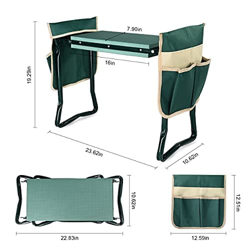 KVR Upgraded Garden Kneeler and Seat with Thicken & Widen Soft Kneeling Pad,Heavy Duty Foldable Gardener Stool with 2 Tool Pouches,Gardening Gifts for Women Mom Men Seniors¡­… B0972Y5LTY