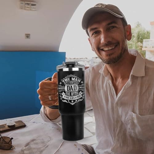 Father Day Gifts For Dad from Daughter Son Kids, Birthday Gifts for Daddy, Present for Dads, Dad Tumbler 40 Oz, Best Father Mug, Cool Coffee Cup Ideas for Papa, Elderly Fathers, Step Daddy, New Papa