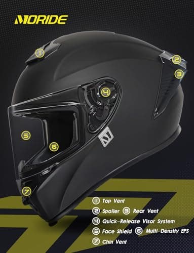 Full Face Motorcycle Helmet with Spoiler - Advanced Aero Design for Men and Women (Unisex)