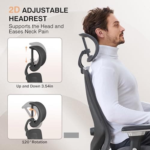 750lbs Big and Tall Office Chair with Wide Thick Seat Cushion,Ergonomic Mesh Chairs for Heavy People,Computer Desk Chair with 4D Armrests,Adjustable Lumbar Support for Long Hours Daliy Work,Grey