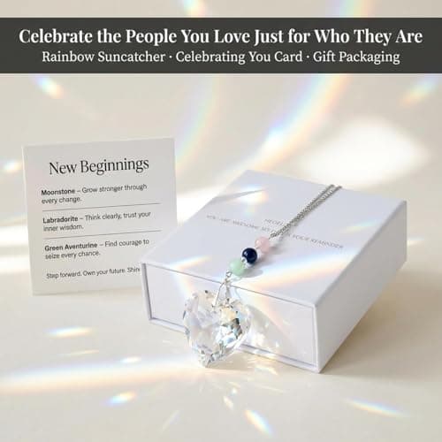 Hegelda Birthday Gifts for Women, Mom, Friend - Mothers Day Inspirational Gifts for Friends Her Coworkers Girlfriend Wife Mom Daughter Sister Aunt - Healing Crystals Heart Suncatcher for Window B0GH77WFSD