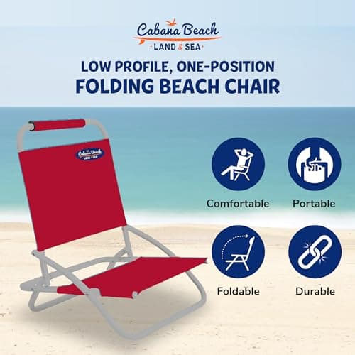 Cabana Beach Folding Beach Chair, 1 Position Lightweight and Portable Foldable Outdoor Camping Chair