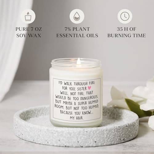 Funny Sister Gifts, Sister Birthday Gifts Ideas- Handmade Lavender Natural Soy Wax Candle (7oz)- Sisters Gift from Sister Brother for Graduation, Birthday, Christmas, Mothers Day, Sis Candle
