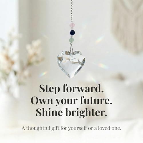 Hegelda Birthday Gifts for Women, Mom, Friend - Mothers Day Inspirational Gifts for Friends Her Coworkers Girlfriend Wife Mom Daughter Sister Aunt - Healing Crystals Heart Suncatcher for Window B0GH77WFSD