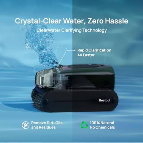 Beatbot AquaSense 2 Pro Cordless Robotic Pool Cleaner, Unmatched 5-in-1 Cleaning, Surface Parking, Skimmer with APP Control, Water Clarification, for Pools up to 3,875 Sq.ft – Obsidian