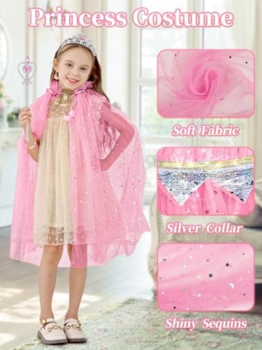 Toddler Dress Up Clothes with Accessories, Princess Toy for Kids Birthday Gift Light Up Princess Dress Up for Girls 3 4 5 6 Years Old B0F1N78G97