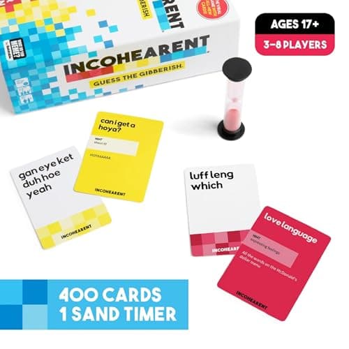 WHAT DO YOU MEME? Incohearent, The Guess The Gibberish Party Game by Relatable, A Funny Card Game for Adults, Great for Game Night Games, Includes 400 Cards, Instructions, and 1 Sand Timer