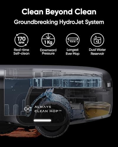 eufy Robot Vacuum Omni S1 Pro, HydroJet System with Roller Mop, Robot Vacuum and Mop Combos, Eco-Clean Ozone, Incrediable Suction, Obstacle Avoidance, Auto Mop Washing & Drying, Self-Emptying