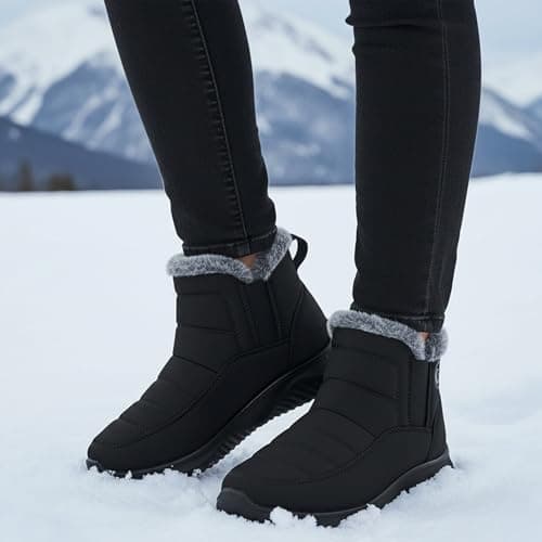 Ecetana Womens Snow Boots Winter Shoes: Ankle Booties Warm Fur Lined Waterproof Non-Slip Boots for Women