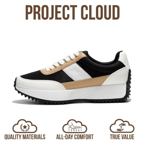 Project Cloud Womens Sneakers - Memory Foam Insole and Lightweight Spring Shoes - Non-Slip Lace Up Trendy Shoes - Fashion Sneakers for Women