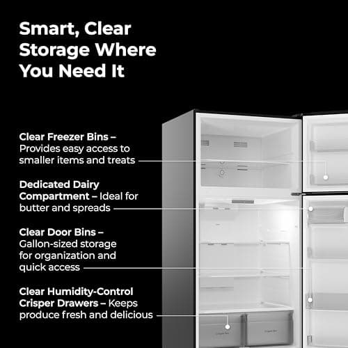 Kenmore 33" Top Mount Refrigerator with Freezer - Adjustable Shelving, Humidity-Controlled Crispers, Optional Ice Maker, LED Lighting, ENERGY STAR Certified, 25 cu. ft. Capacity - Black