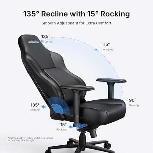 Anda Seat Phantom 4 Black Fabric Gaming Chairs for Adults - Large Wide Seat Gamer Chair with Dynamic Lumbar Support, Comfortable Ergonomic Video Game Seats with Headrest - 2D Armrests