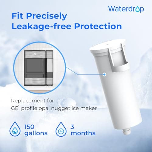 Waterdrop C33 Ice Maker Water Filter, Replacement for GE® Profile Opal Nugget Ice Maker Filter, P4INKFILTR, with Ring Pull, NSF 42&372 Certified, 3 Pack