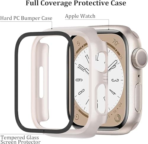 6-Pack Case Compatible with Apple Watch 40mm Series SE 3(2025)/SE 2/SE/6/5/4 with Tempered Glass Screen Protector, QCKANLJ Ultra-Thin Hard PC Full Protective Face Cover Bumper for iWatch 40 mm
