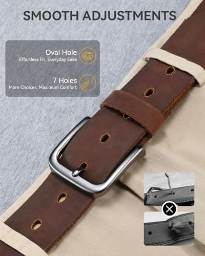 CHAOREN Full Grain Leather Belt for Men, Work Belts for Men Heavy Duty, Daily Wear for Jeans Pants