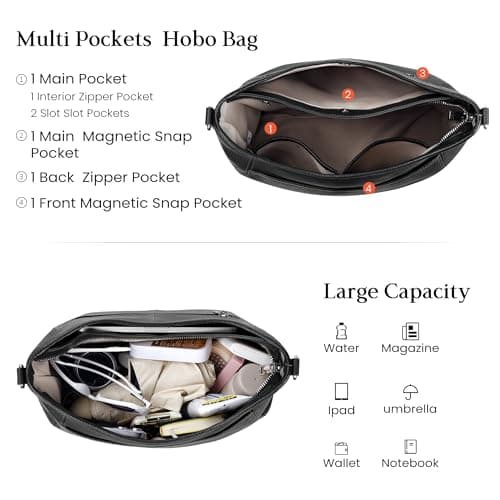 befen Genuine Leather Purse for Women Soft Leather Hobo Crossbody with 2 Detachable Straps Large Womens Purses And Handbags