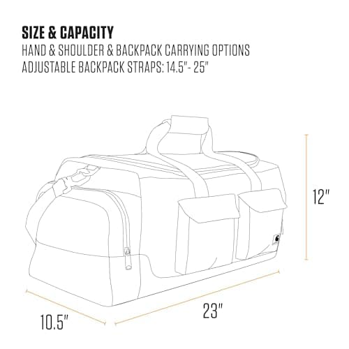 Carhartt 40L Utility Duffel, Heavy-Duty Gear Bag for Jobsite, Gym, & Travel, Duffel Bag (Carhartt Brown), 40L