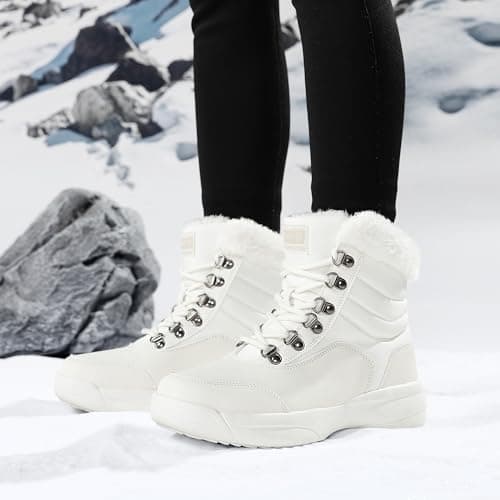 Dannto Women Winter Snow Boots Ladies Warm Fur Lined Ankle Booties Outdoor Water Resistant Furry Shoes
