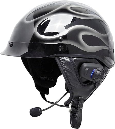 Sena SPH10H-FM-01 Motorcycle Bluetooth Stereo Headset and Intercom with Built-in FM Tuner for Half Helmets, Black