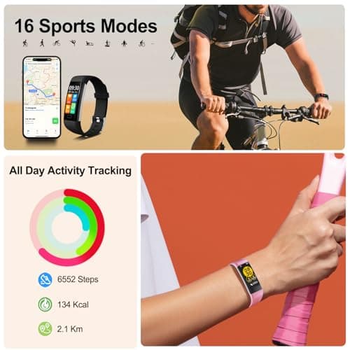 Fitness Tracker with Step/Distance/Calories Counter, Activity Tracker with Heart Rate Monitor, Slim Style Watch IP68 Waterproof, Sleep Monitor Tracker, Pedometer Watch for Women Men