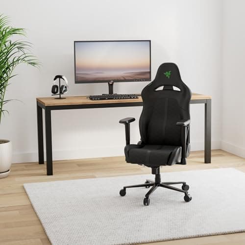 Razer Enki X Essential Gaming Chair: All-Day Comfort - Built-in Lumbar Arch - Optimized Cushion Density - Dual-Textured, Eco-Friendly Synthetic Leather - Adjustable 152-degree Recline - Black