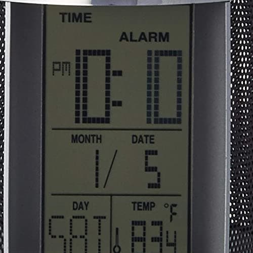 Howard Miller Desk Mate Tabletop Clock with Storage Compartment, LCD Display, Pen Holder, Snooze Function, Temperature Display, LED Light Table Clock for Home Office, Desk & Bedroom Use