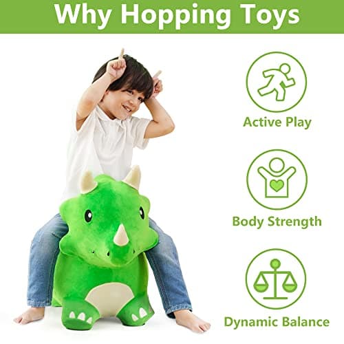 Outside Inflatable Riding Plush Triceratops Bouncing Horse Hopping Toy, Cool Birthday Gifts Age 2 3 4 5 6 Year Old Boy Girl Bouncy Pals Toddler Dinosaur Hopper Toy, Kids Outdoor Ride on Bounce Animal B09B1QZLXW