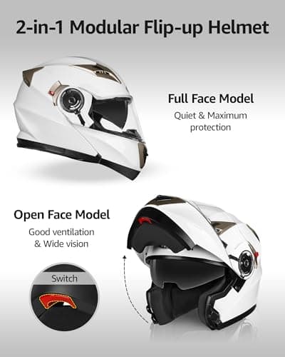 Motorcycle Modular Full Face Helmet DOT Approved - YEMA Helmet YM-925 Motorbike Casco Moto Moped Street Bike Racing Helmet with Sun Visor for Adult Youth Men and Women